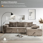 104" Modern Modular L-Shape Sofa Couch with Chaise Light Coffee Faux Rabbit Fur Cloud Sectional Couch with Deep Seat Modular Sectional Sofa No Assembly Required Upholstered Couches for Living Room