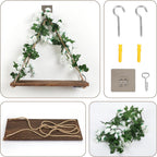 Floating Shelves for Wall,Plant Wall Decor,Hanging Shelf,Cottage Core Decor,Room Decor Aesthetic,Boho Room,Adhesive Shelves,Floating Shelves for No Drilling,Two-Piece Set(White Flower)