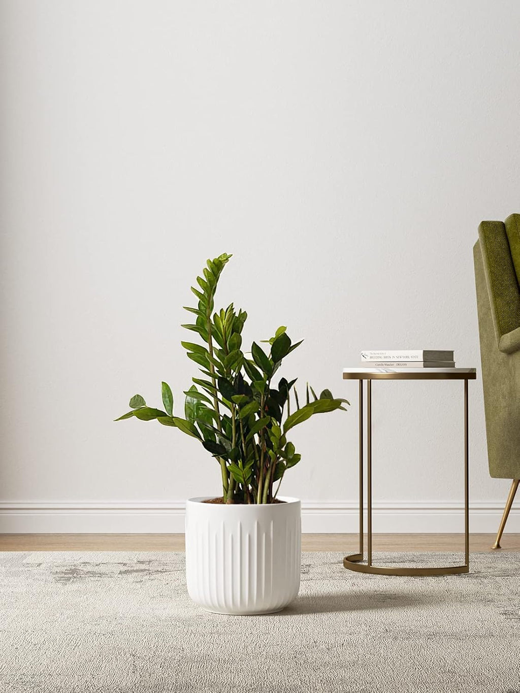 LE TAUCI Fluted Ceramic Planters Set of 3 – 8.3/7 / 5.7 in White Cylinder Indoor Plant Pots with Drainage Plug & Mesh, Matte Glazed Stoneware Flower Pots for Succulent Herb Cactus