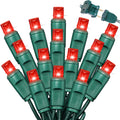 100Count (2pk of 50L) String Lights, LED Christmas Lights, 6" SPACING,Green Wire,RED
