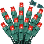100Count (2pk of 50L) String Lights, LED Christmas Lights, 6" SPACING,Green Wire,RED