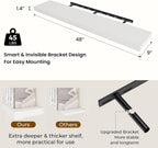 48 inch Floating Shelves for Wall Large Wall Mounted Shelves with Invisible Brackets, White Long Shelves for Bathroom, Living Room, Kitchen, Office, 48x9.1 inch deep Set of 2