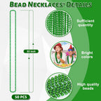 50PCS St Patricks Day Necklace, St. Patrick's Day Green Bead Necklace Accessories, Metallic Irish Saint Patrick Mardi Gras Necklaces Bulk, Parade Throw Accessories for Mardi Gras St. Patricks Party