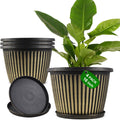 16 inch Large Planter Indoor Outdoor Plant Pots, 4 Pack Plastic Flower Pots with Saucer And Drainage Holes, Modern Garden Planters For Planting Medium Large Plants, Decorative Resin Garden Pots