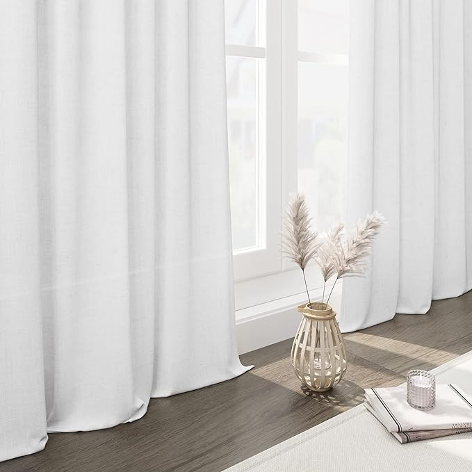 White Linen Curtains 129 Inches Long - Image 7