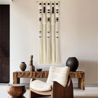 Macrame Wall Hanging Tassels Sphericity Cotton Textile Hanging Geometric Yarn Wall Art for Bedroom Living Room Decor 15.7" W x 39" L