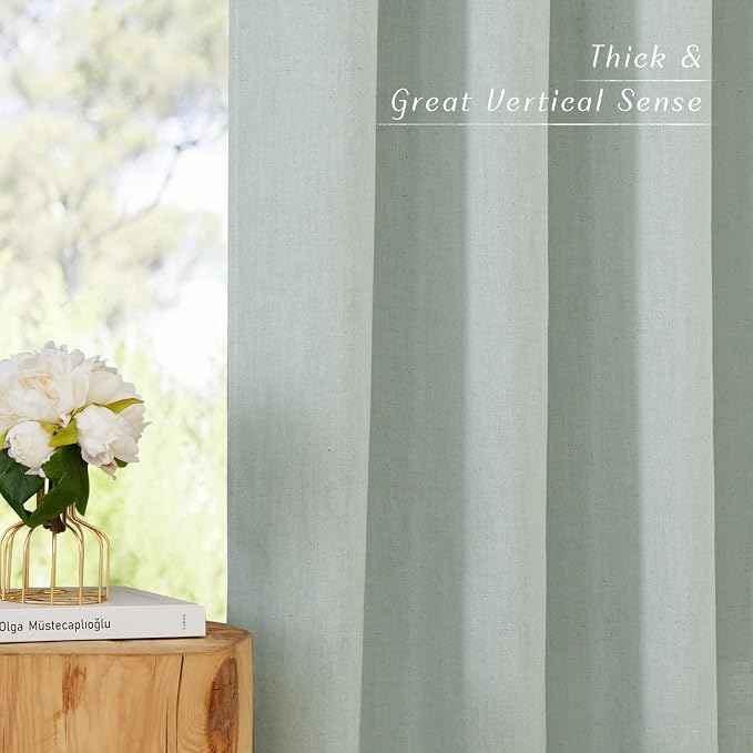 NICETOWN Flax Sage Green Linen Curtains - Image 7