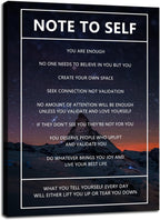 Motivational Canvas Wall Art for Office Note to Self Inspirational Snow Mountain Starry Sky Poster Inspiring Canvas Painting Prints Wall Pictures for Home Decor Framed Artwork [30''W x 40''H]