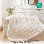 BENVWE Faux Fur Throw Blanket for Couch - Cozy Plush Fluffy Soft Thick Bubble Blanket for Living Room Home Decor - Mothers Day Birthday Gifts for Women, Cream White, 51" x 63"