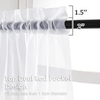 2 Panels Sheer White Curtains 54 Inches Length Window Treatment - Image 3