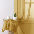 Gold Sheer Curtains 78 Inches Long 2 Panels, Breathable Solid Voile Light - Image 4