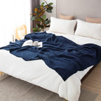 EMME Cotton Blanket Queen Size for Bed Soft Large Muslin Bed Blankets 90"x90" Lightweight Breathable All Season Gauze Blanket, Navy