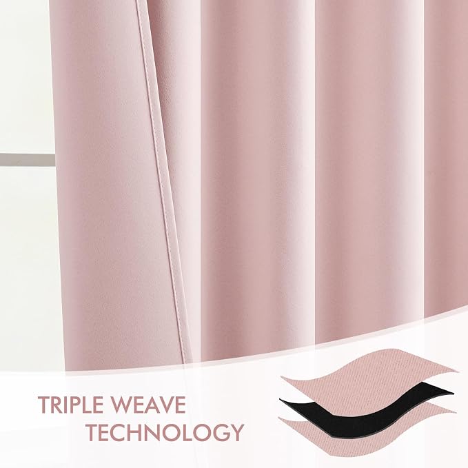 MIULEE Light Pink Back Tab Blackout Curtains 52x84 Inch Length 2 Panels Set | - Image 7