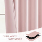 MIULEE Light Pink Back Tab Blackout Curtains 52x90 Inch Long 2 Panels Set | Rod - Image 7