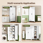 Letaya Storage Cabinet,75" H Metal Kitchen Pantry Cabinets with Doors and Adjustable Shelves,Pantry Organizers for for Cupboard/Office/Garage Room,White