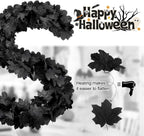 Joyhalo 2 Pack Halloween Garland, 5.7FT Black Leaf Garland for Mantle, Artificial Hanging Black Maple Leaves Vines, Spooky Halloween Outdoor Floral, Haunted Mansion, Fireplace, Fall Decor
