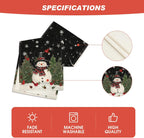 Artoid Mode Snowman Birds Trees Christmas Table Runner, Seasonal Black Winter Holiday Kitchen Dining Table Decoration for Home Party Decor 13 x 60 Inch