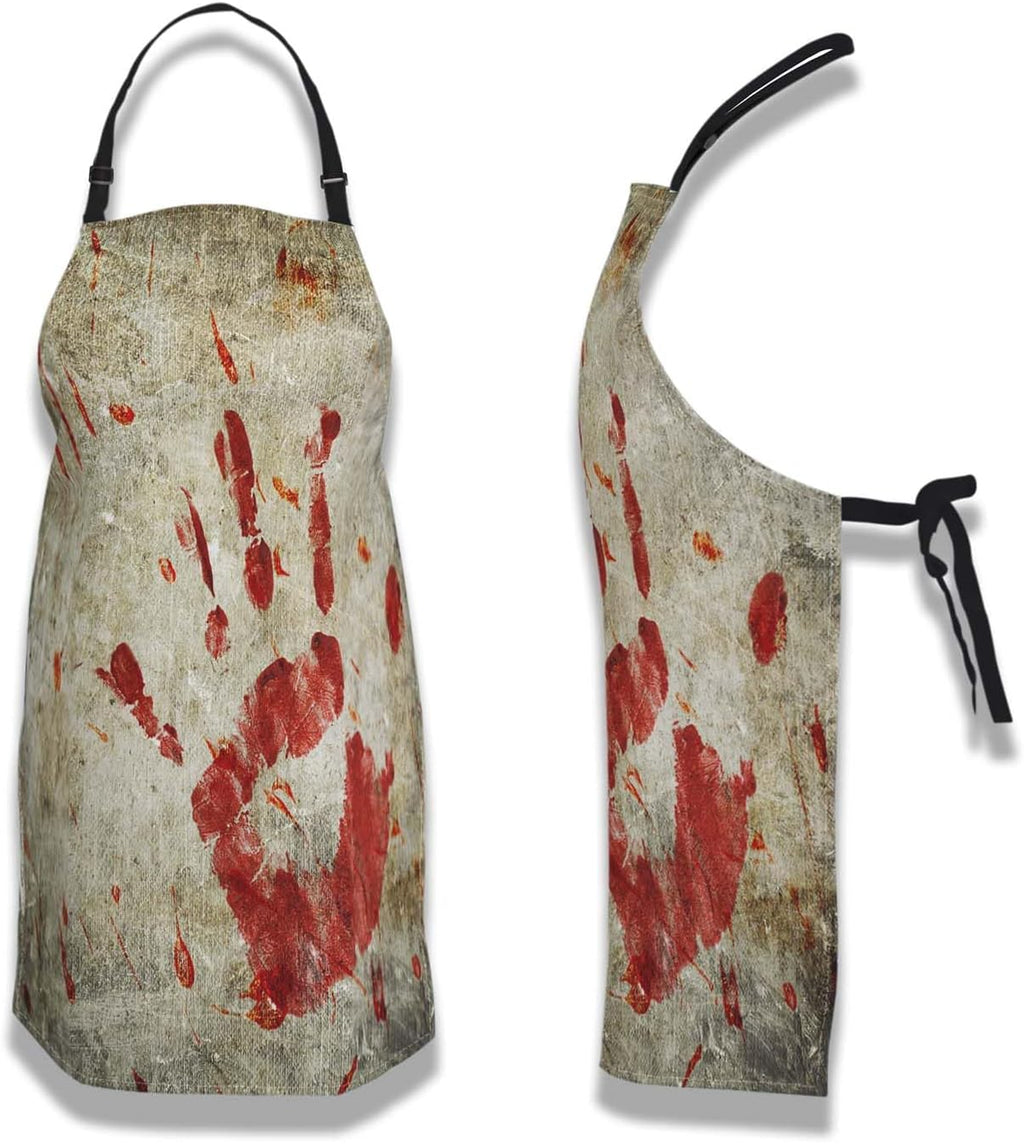 Baking Apron for Women Bloody Handprint Grungy Wall Kitchen Aprons for Men for Kitchen Cooking Restaurant BBQ Painting Crafting 27” (W) x 31” (H), Waterproof Apron