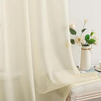 MIULEE Light Cream Sheer Curtains 54 X 63 Inches, 2 Panels | Solid Color - Image 5
