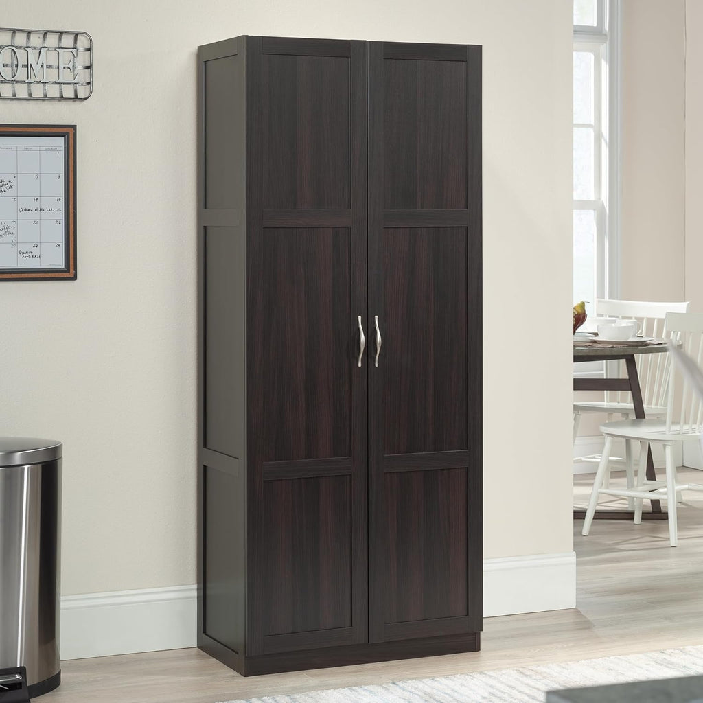 Sauder Storage Cabinet/ Pantry cabinets, 29.61 " x D: 16.02 " x H: 71.50", Cinnamon Cherry finish