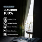SimpleHome Light Sage 100% Blackout Curtains Room Darkening Living Room 90 | - Image 3