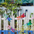 Dragonfly Wall Decor, 4 Pack Metal Outdoor Wall Decor Art, Colourful Dragonfly Decor for Garden Yard Patio Fence Living Room Bedroom