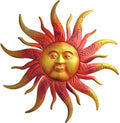 Large Metal Sun Wall Art Decor - 23.6 Inches Rustic Retro Hanging Decoration for Indoor Outdoor, Home Garden Farmhouse Yard Patio Fence Living Room Bedroom (Gold)