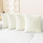 CaliTime Throw Pillow Covers Decorative 18 X 18 Inches Pack of 4 Cozy Chenille Cushion Cases for Couch Sofa Bed Living Room Home Cream