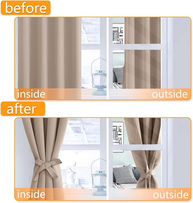 Blackout Curtains for Bedroom, 2 Drape Panels, 42 x 54 Inch | Thermal Insulated - Image 4
