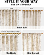 Extra Long Grey Vintage Floral Linen Curtains Farmhouse 2 Panels | Elisa Series - Image 4