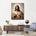Framed Jesus Sacred Heart Religious CatholicWall Art Decor Canvas Print Print Poster Artwork Christian Home Decor Gallery for Bedroom Living Room 16x24 Inch Ready to Hang