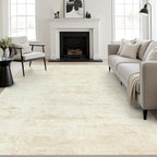 Area Rug Living Room: 8x8 Modern Washable Indoor Soft Carpet Beige | by FXRHLP