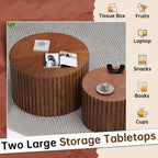 Round Nesting Coffee Table Set of 2 Modern Round Walnut Coffee Table Small Circular End Table Side Table Coffee Tables Circle Nested Coffee Tables for Living Room (Brown Small)