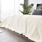 BEDELITE 3D Ribbed Jacquard Cream King Size Blankets by BEDELITE