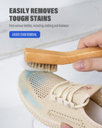 VASSON Natural Soft Boar Bristle Laundry Stain Brush, Laundry Scrub Brush,Laundry Brush for Stains on Clothes, Gentle Stain Remover for Knits, Cotton, and Linens