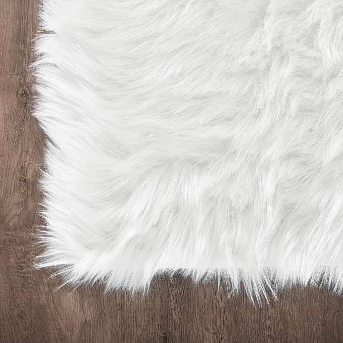 Latepis 10x14 Area Rugs White Faux Fur Washable Super Large Rug - Image 6