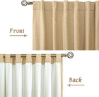 Natural 100% Blackout Linen Curtains 45 Inches 2 Panels, Burlap | Linen Textured - Image 8