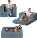 Folding Bean Bag Chair for Adults,3-in-1 Bean Bag Couch Faux Fur Floor Sofa Large Beanbag Convertible Bean Bag Sofa Bed with Pillow in Bedroom,Living Room,Apartment(Twin,Gray)