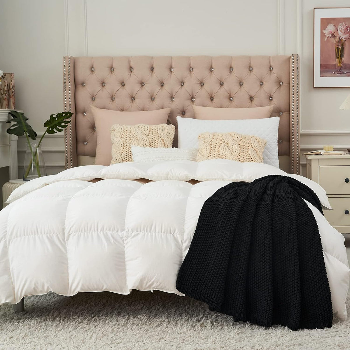 Longhui bedding Chunky Cable Knit Throw Blanket Lightweight Black 100% Organic Cotton Blanket for Sofa Couch Bed Baby Nursery, Rustic Shabby Chic Modern Farmhouse, 51” x 63” Give Laundering Bag