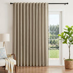 INOVADAY Extra Wide 100% Blackout Linen Curtains 102x84 Earthy Beige | Linen by INOVADAY