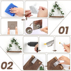 Floating Shelves for Wall,Plant Wall Decor,Hanging Shelf,Cottage Core Decor,Room Decor Aesthetic,Boho Room,Adhesive Shelves,Floating Shelves for No Drilling,Two-Piece Set(White Flower)