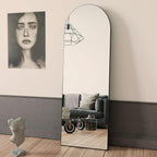 BEAUTYPEAK 64"x21" Arch Full Length Mirror, Hanging or Leaning Arched-Top Full Body Mirror with Stand for Bedroom, Dressing Room, Black