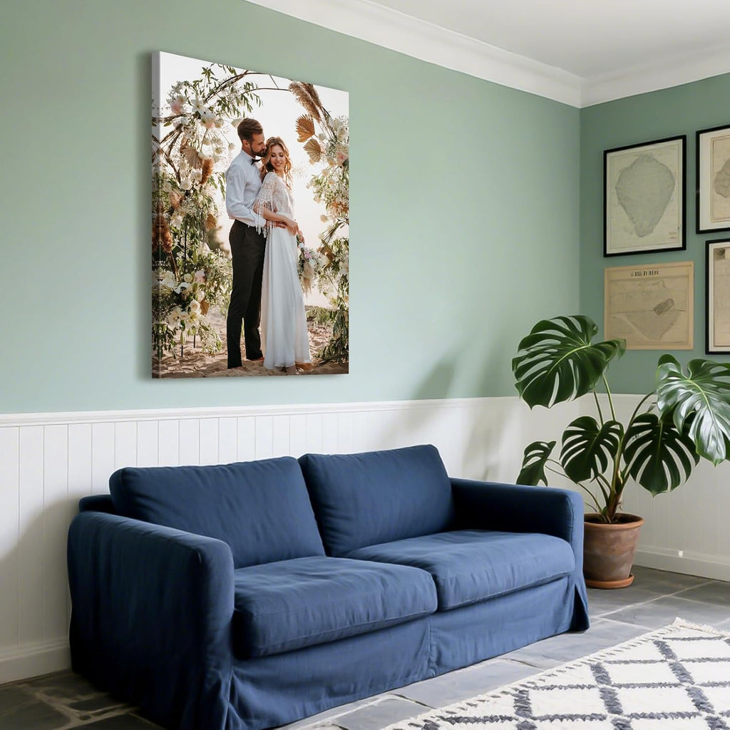 Custom Canvas Prints with Your Photos - Personalized Pictures Print, Customized Photo Gifts, Wall Art Poster Canvas Printing for Wedding, Family, Baby, Pets, Home Office Decor, Wrapped Frame 8x12