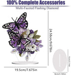Diamond Painting Kits for Adults Beginners, 5D Full Drill Flowers and Butterfly Crystal Art Desktop Ornament, DIY Single Sided Home Office Desk Decor, Creative Craft Gift Set with Tools