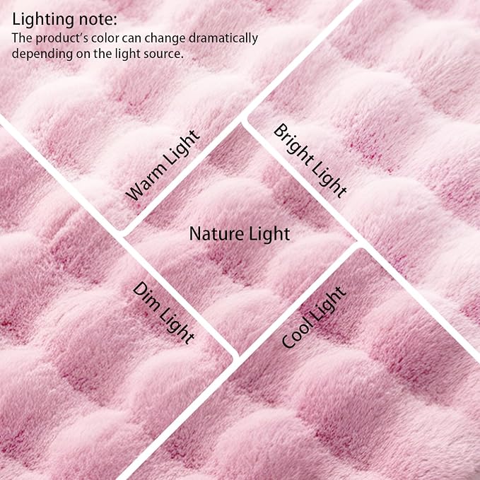 Pink Rabbit Plush Rug 6'x9', Fluffy Shaggy Area Rug - Image 5