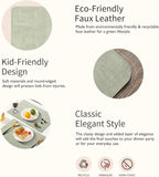 Maxpearl Faux Leather Placemats Set of 8 – Waterproof, Wipe Clean, Heat Resistant, Non-Slip Dining Table Mats for Indoor & Outdoor Use, 17”×12”, Sage Green