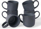 famiware Coffee Mugs Set of 6, Starlight 11 oz Mug Cup Set with Handle for Coffee, Tea, Cocoa, Milk - Ceramic Stoneware Mug Set, Matte Black Grey