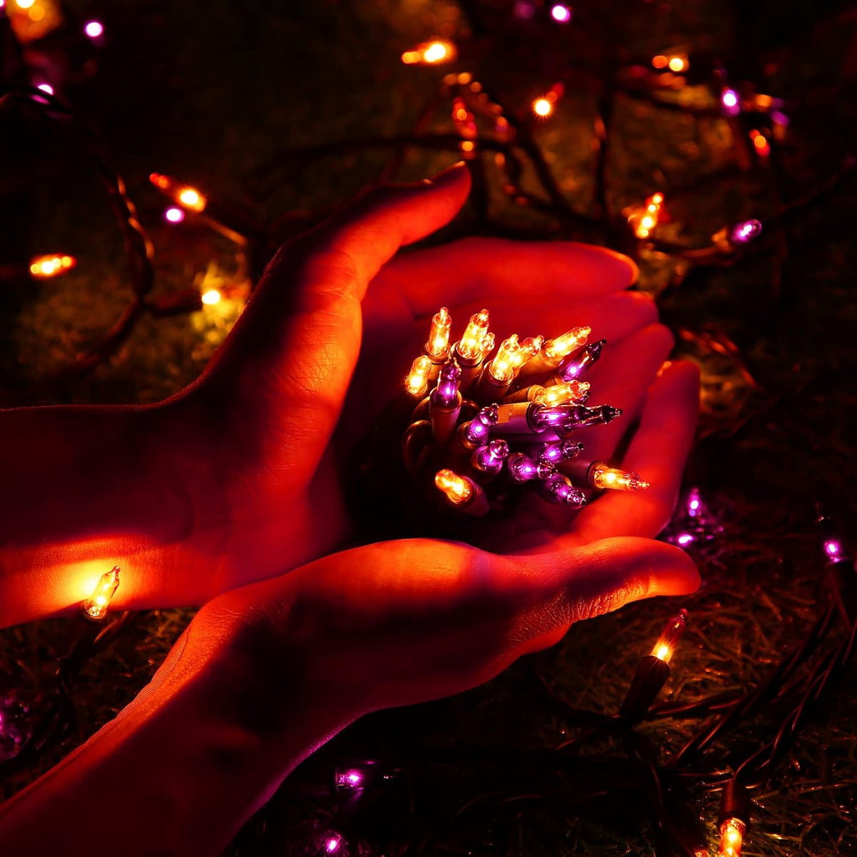 Toodour Orange & Purple Halloween Lights, 75ft 300 Count Incandescent Halloween String Lights, UL Certified Connectable Mini Bulbs String Lights for Outdoor, Indoor, Garden, Porch, Party, Home Decor