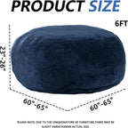 6FT,Oversized Bean Bag Chairs for Adults,Giant beanbag with Filler Included，Fluffy Memory Foam,Soft and Comfy Corduroy Fabric,Gaming Chairs Suitable for Living Room and Bedroom (Blue, 6 Foot)