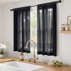 MIULEE Black Sheer Curtains 63 Inches Long 4 Panels 42 x 63 Inches | Light - Image 2